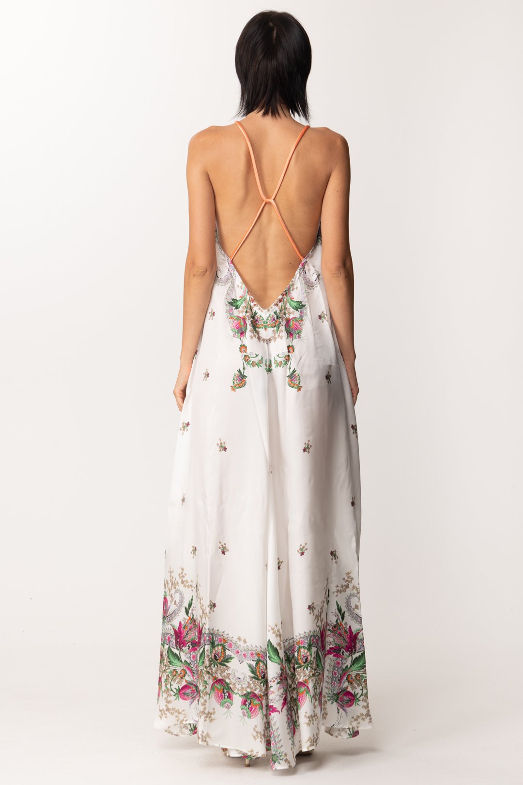 Just Cavalli Abito Lungo con Stampa Fiori S04CT1203 WHITE VARIANT