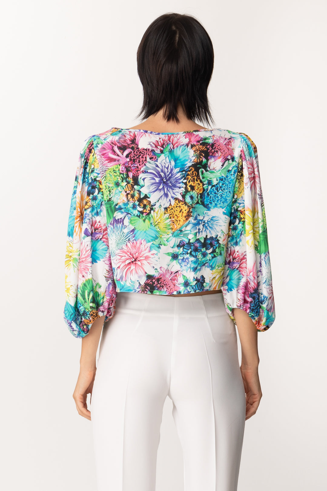 Just Cavalli Blusa Crop Floreale S04NC0322 MULTICOLOR VARIANT