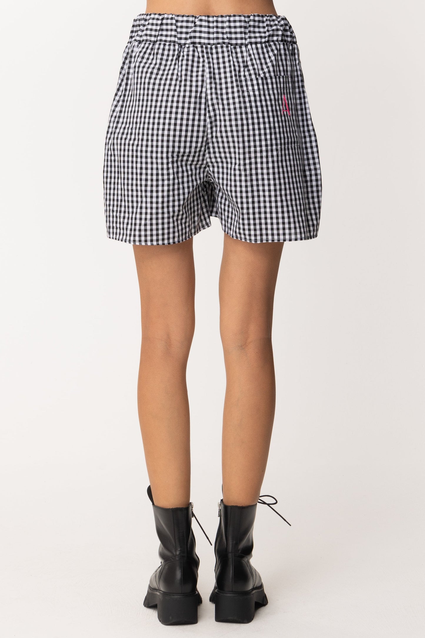 Twin-set Shorts Stampa Vichy In Popeline 221AT2444 BIC.OFF WHITE/NERO