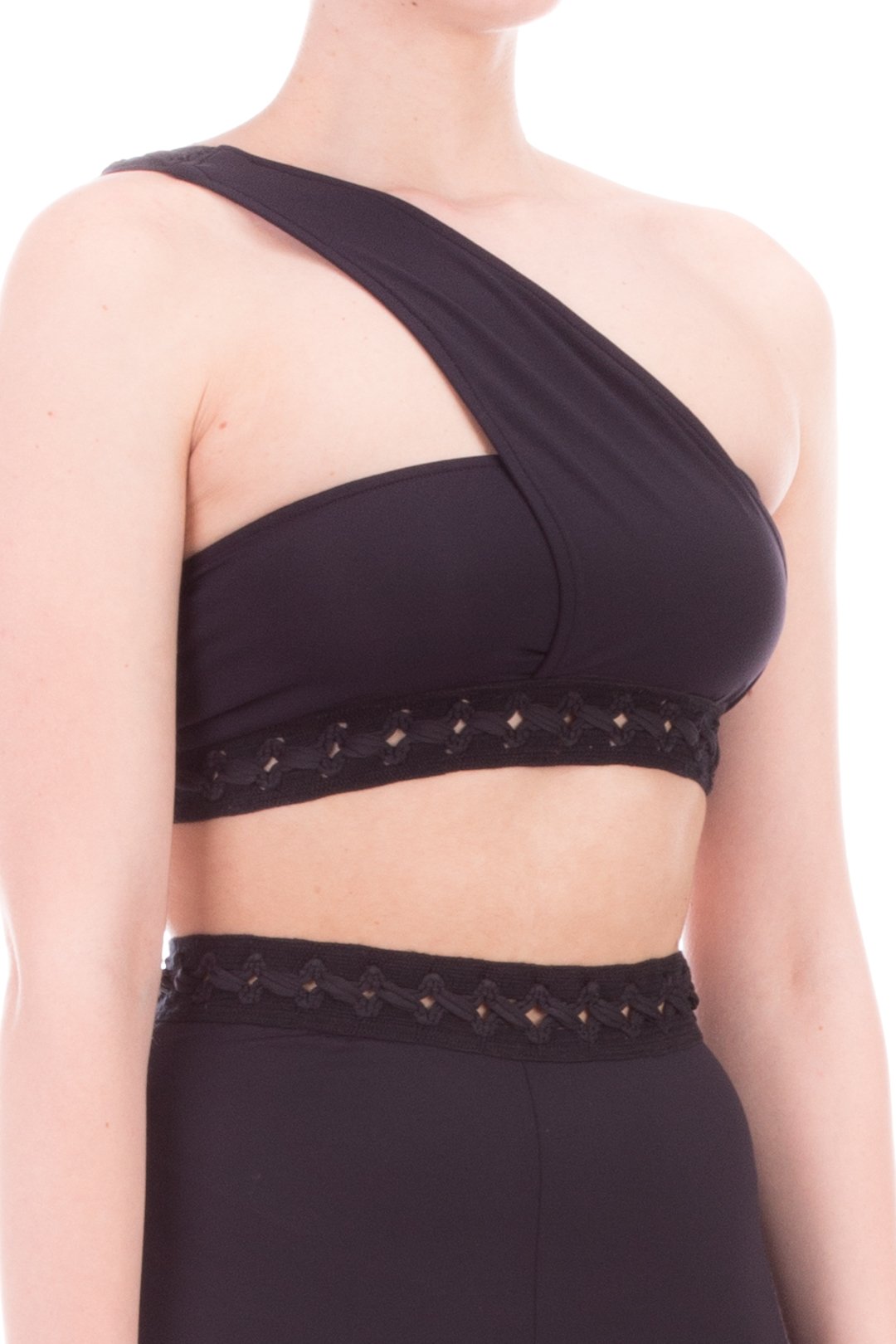 Me Fui Top Crop Monospalla con Passamaneria M20-0074NR BLACK