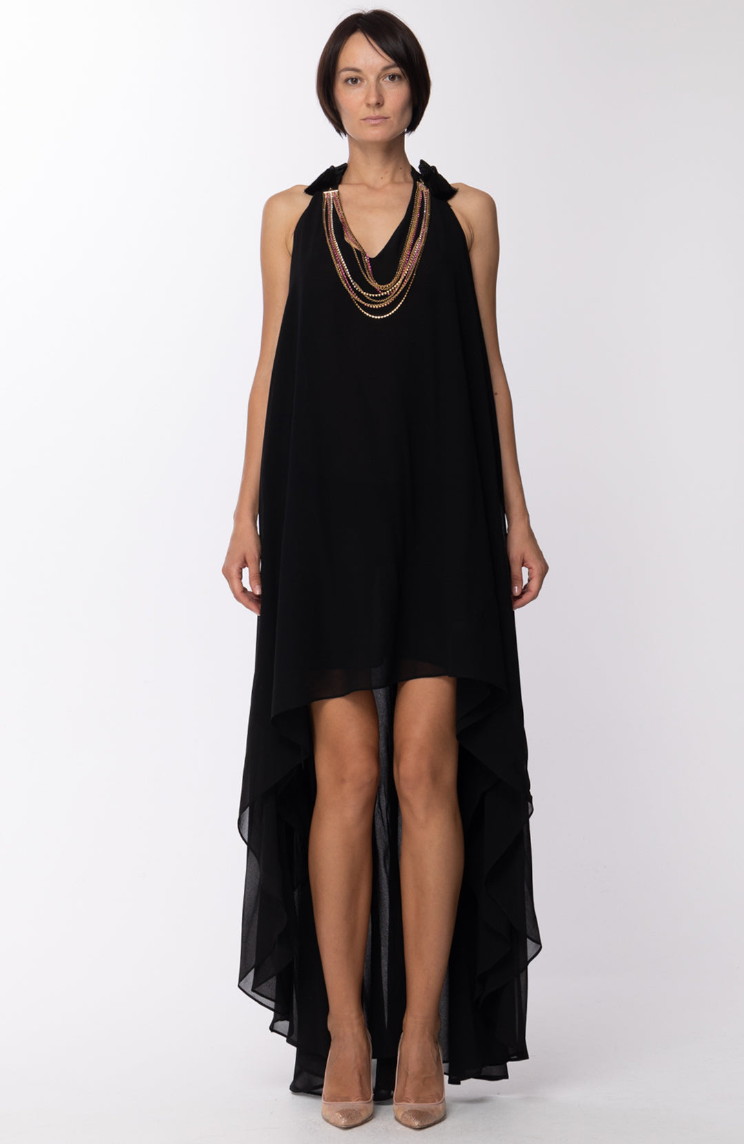 Les Bourdelles Des Garcons Abito Asimmetrico con Collana Rimovibile A28 NERO