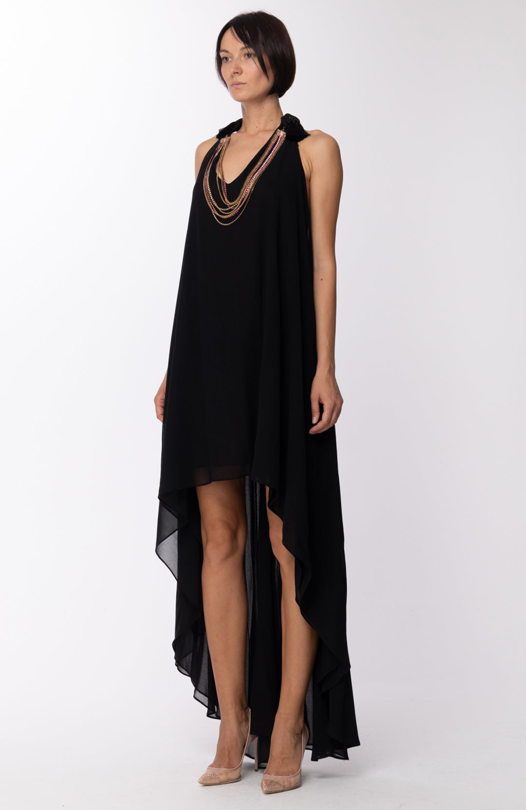 Les Bourdelles Des Garcons Abito Asimmetrico con Collana Rimovibile A28 NERO