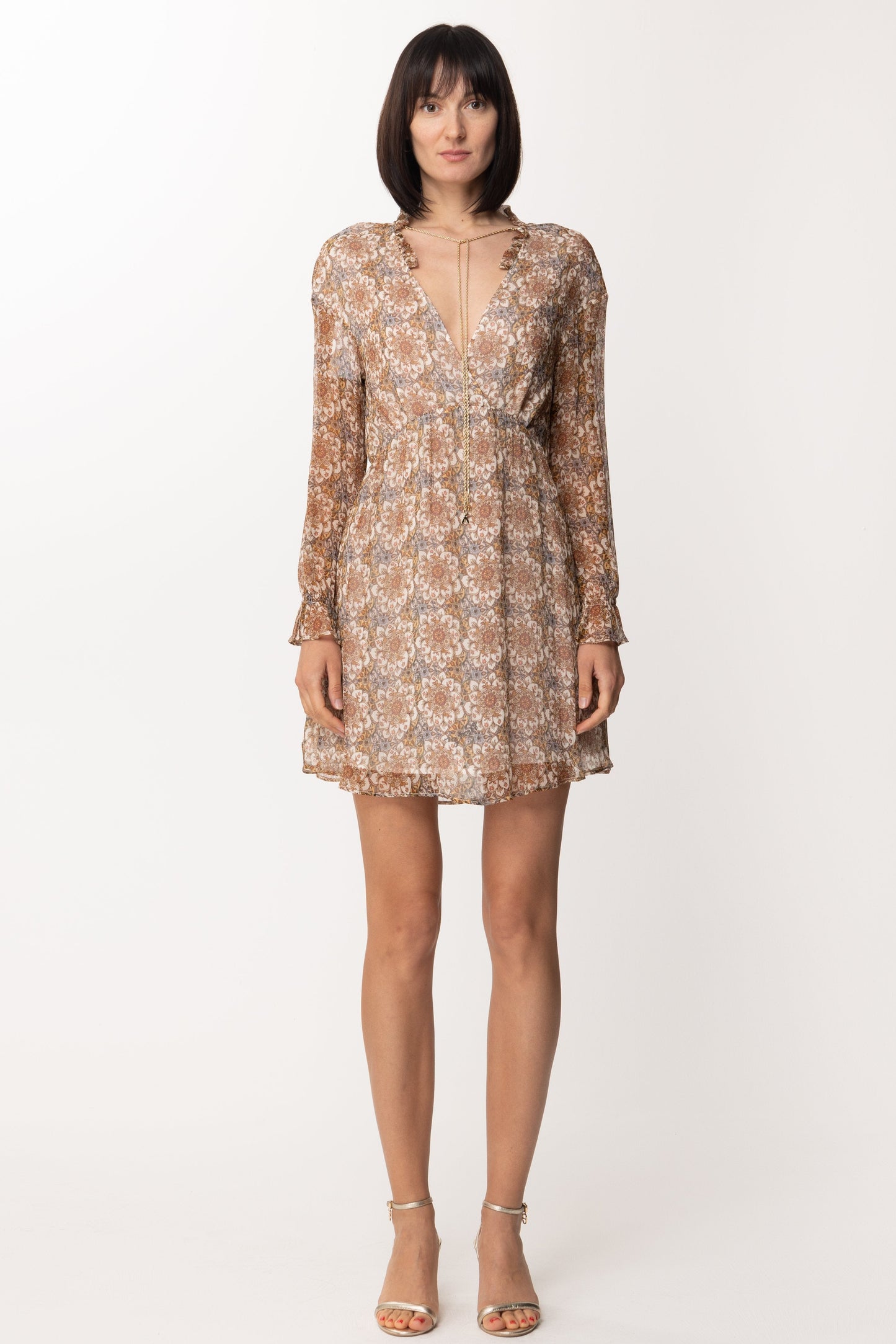 Patrizia Pepe Abito con Rouches e Stampa Floreale 2A2048 WHITE PRINT