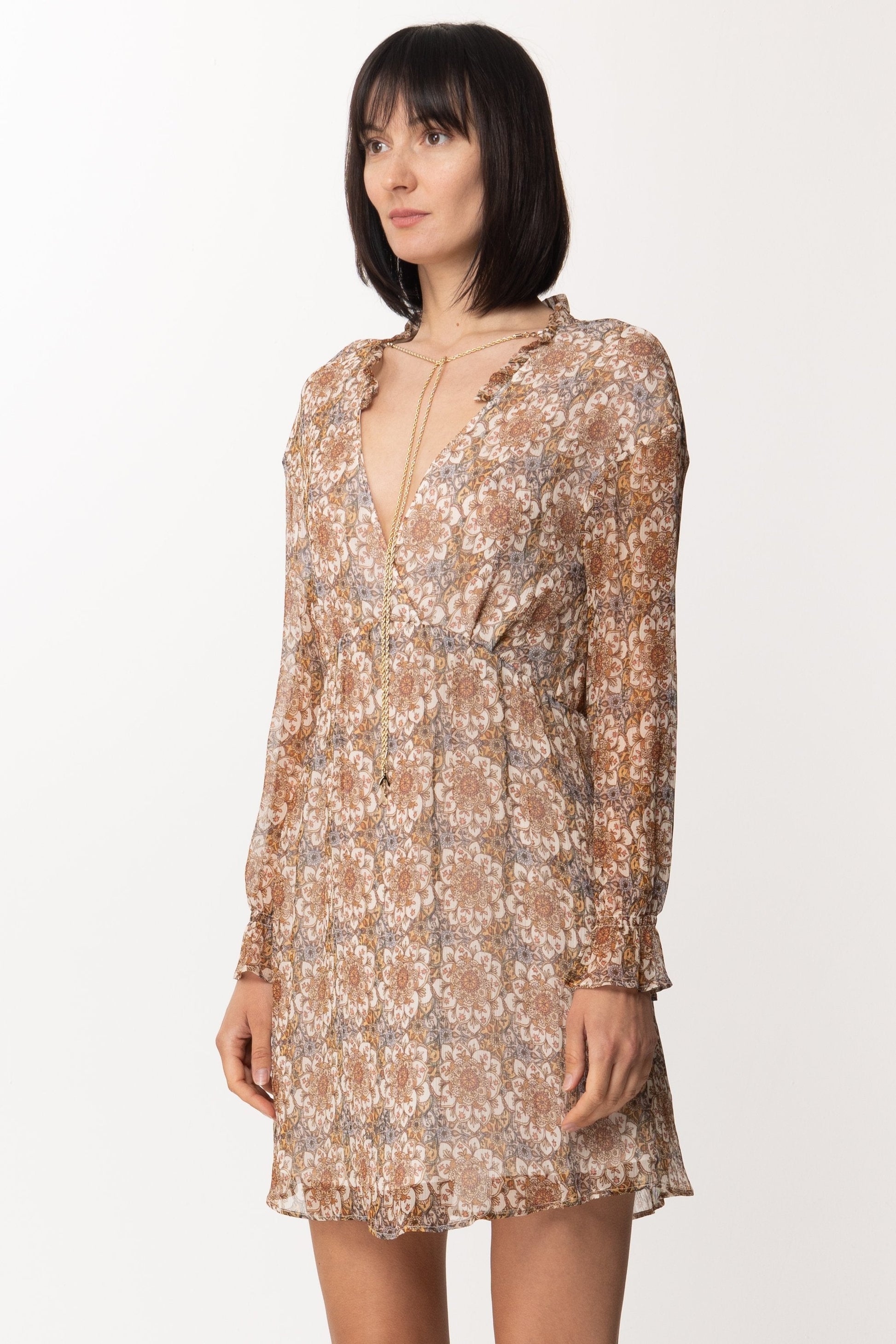 Patrizia Pepe Abito con Rouches e Stampa Floreale 2A2048 WHITE PRINT