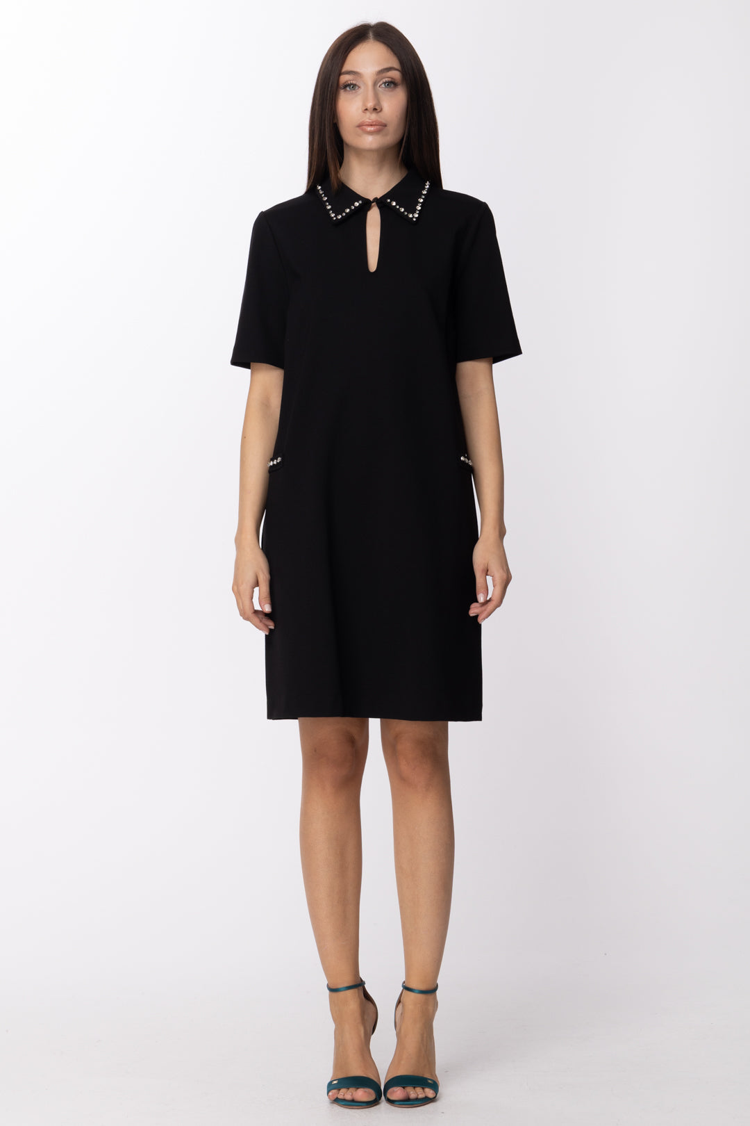 Twin-set Abito con Strass Sul Colletto 202TP251A NERO