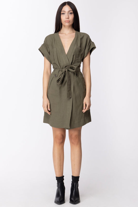 Twin-set Abito In Canvas con Maniche Kimono e Fusciacca 211TT2581 VERDE ALPINO