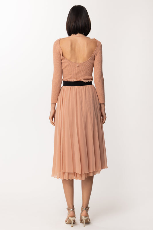 Patrizia Pepe Abito In Maglia con Gonna Plissè 2A2078 LIGHT HENNA LUREX