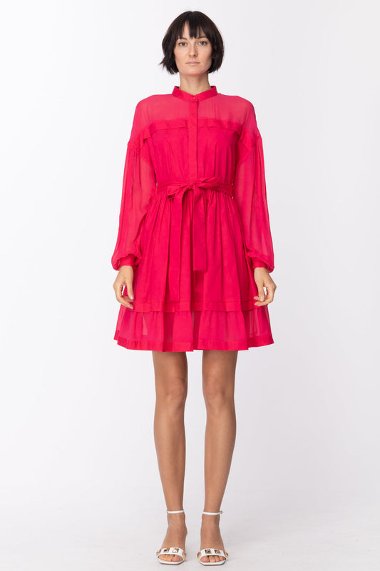 Twin-set Abito In Popeline con Fusciacca 201TT2050 AMARENA