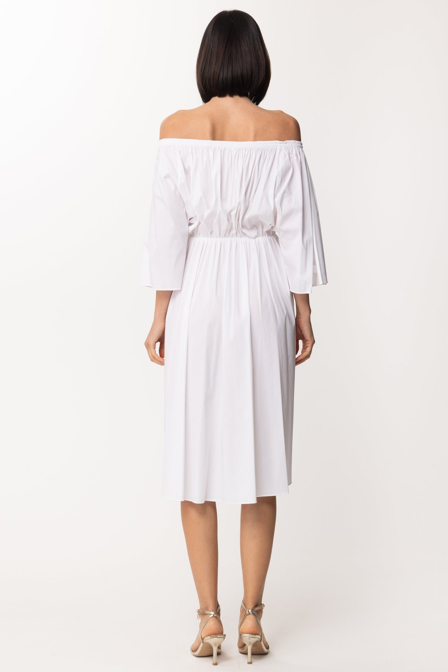 Patrizia Pepe Abito Longuette con Off-shoulder 2A2059 BIANCO OTTICO