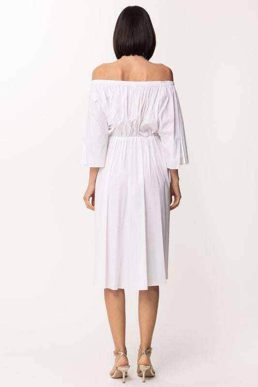 Patrizia Pepe Abito Longuette con Off-shoulder 2A2059 BIANCO OTTICO