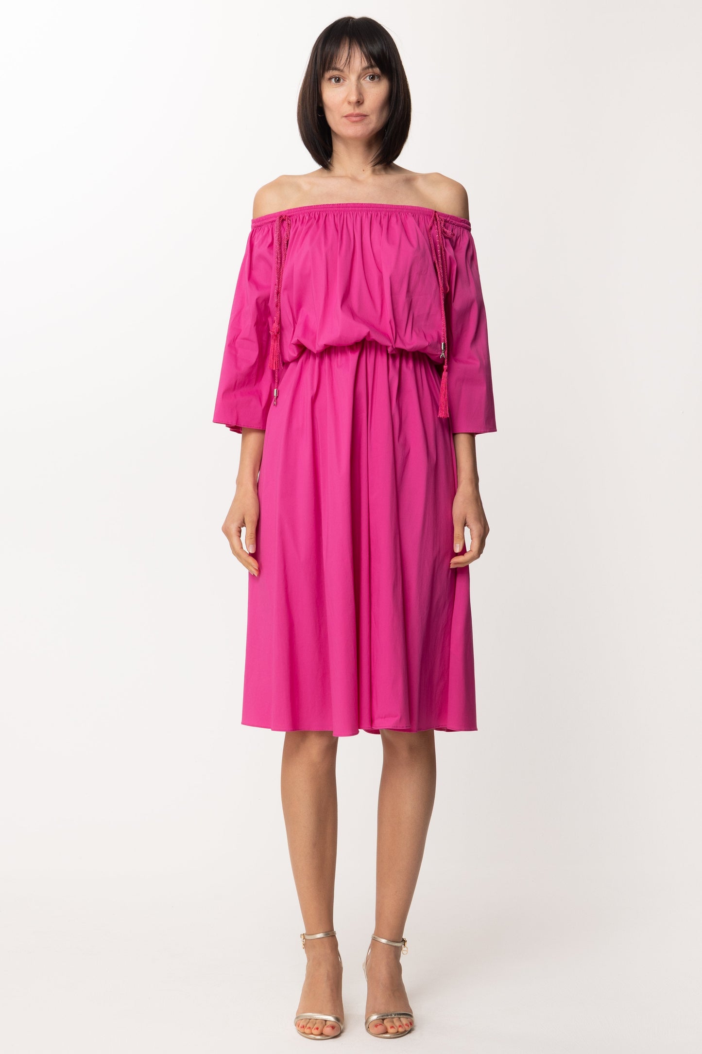 Patrizia Pepe Abito Longuette con Off-shoulder 2A2059 ORCHID