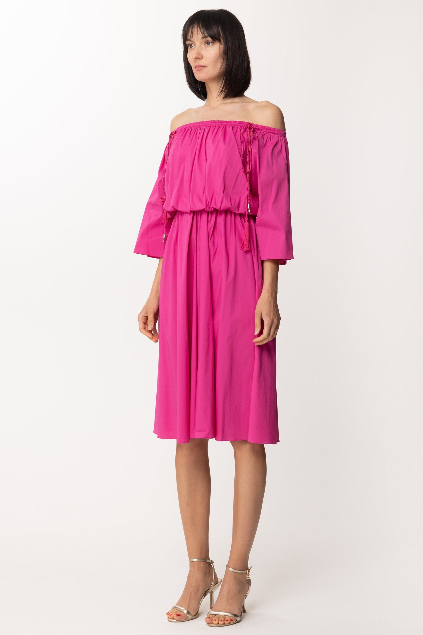 Patrizia Pepe Abito Longuette con Off-shoulder 2A2059 ORCHID