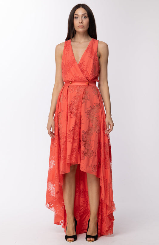 Les Bourdelles Des Garcons Abito Lungo Asimmetrico Laserato A13 CORALLO