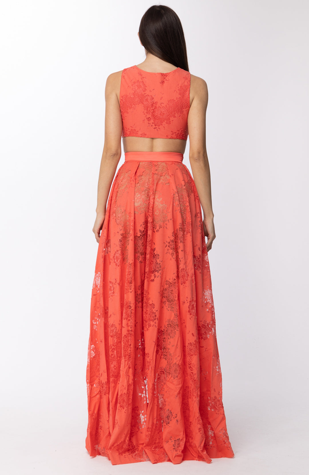 Les Bourdelles Des Garcons Abito Lungo Asimmetrico Laserato A13 CORALLO