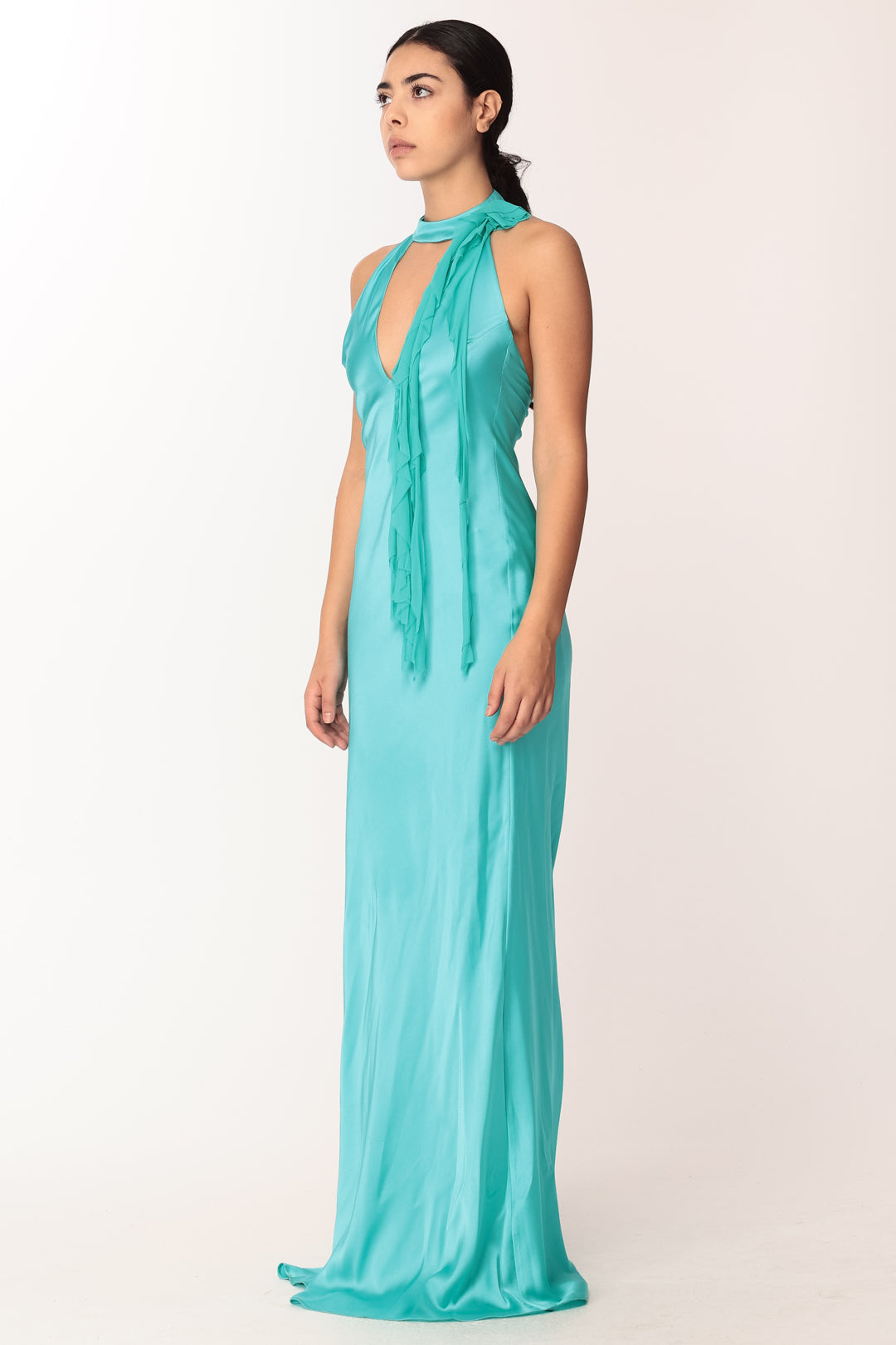 Les Bourdelles Des Garcons Abito Lungo con Fiore In Tulle A47B SMERALDO