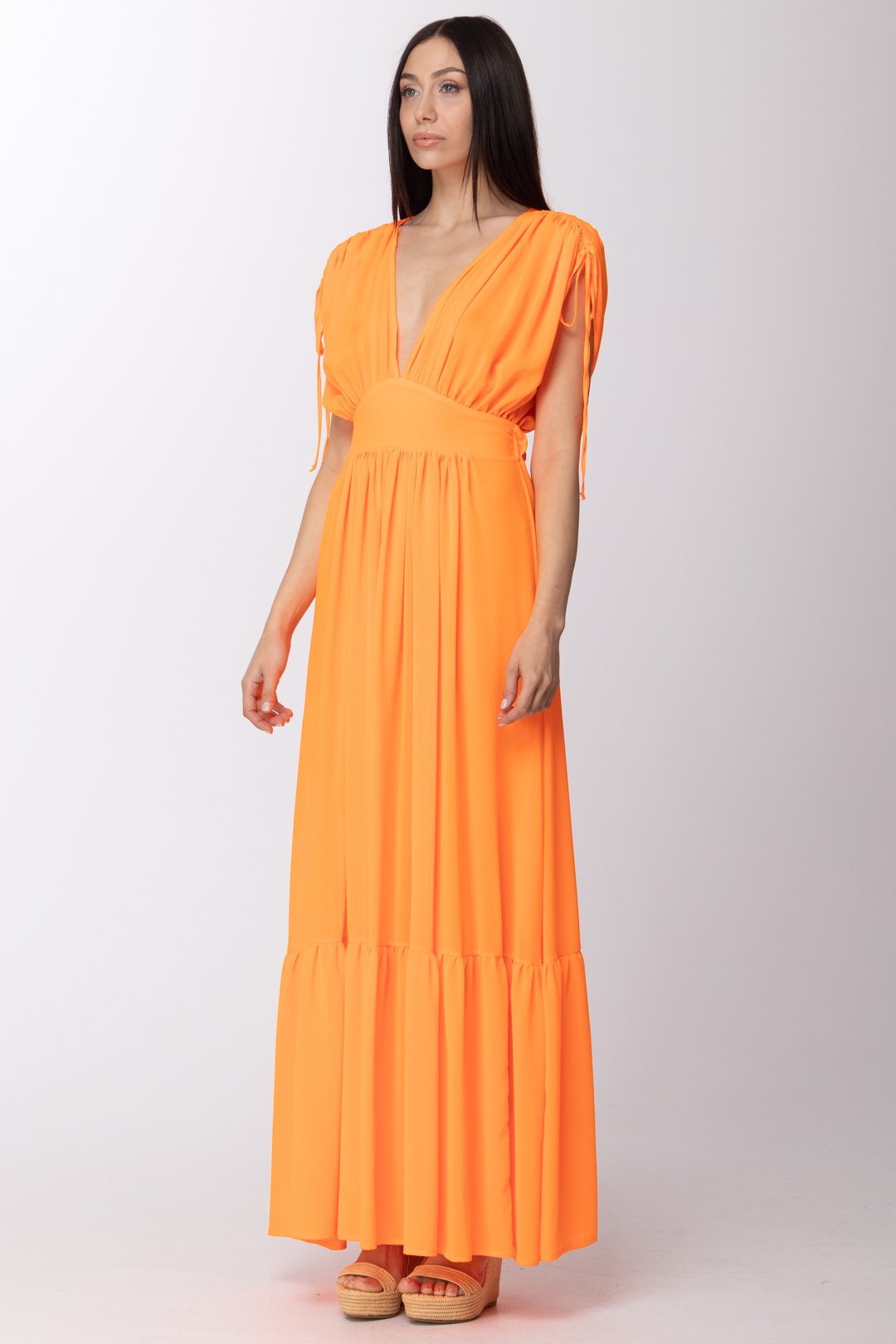 Aniye By Abito Lungo con Scollo Profondo e Arricciature 185043 ORANGE