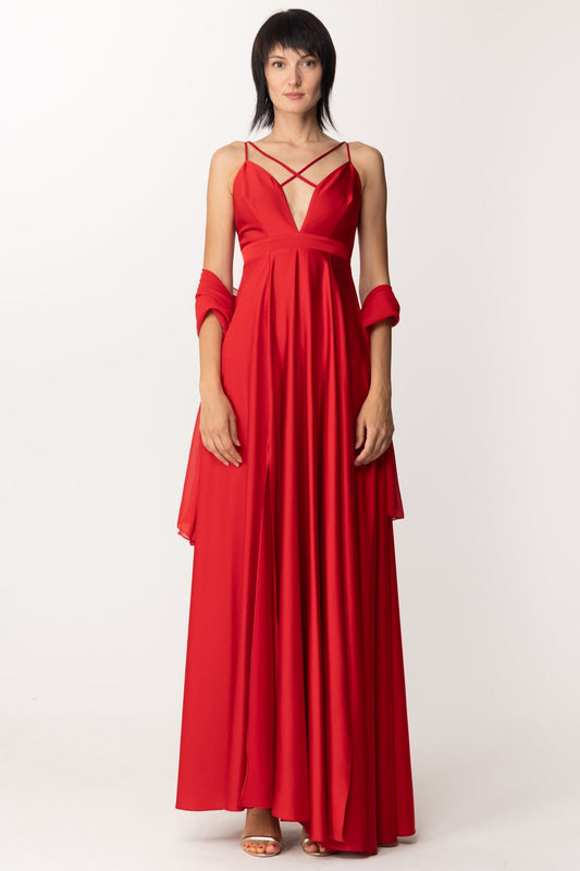 Fabiana Ferri Abito Lungo con Spacchi Frontali 30633 ROSSO