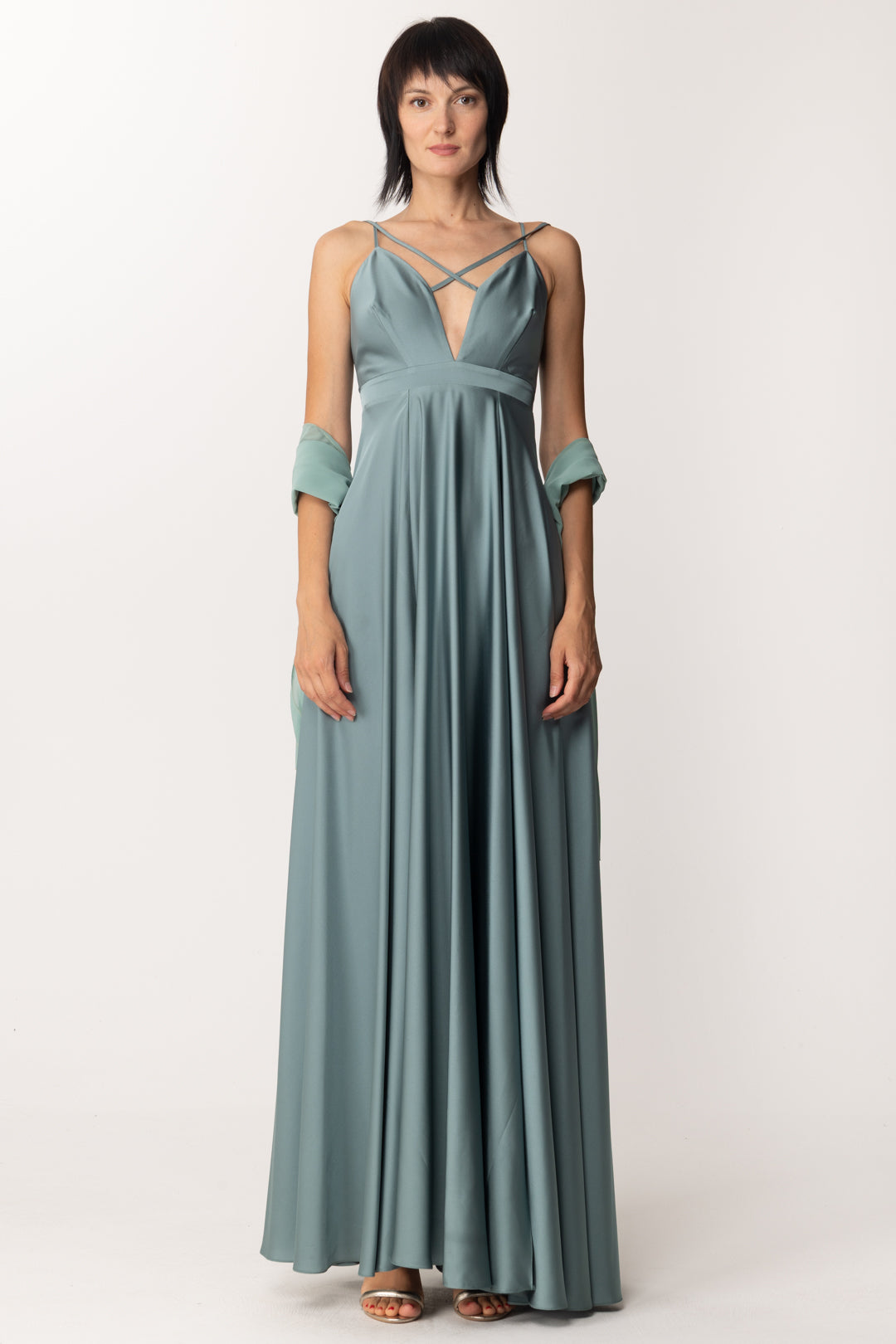 Fabiana Ferri Abito Lungo con Spacchi Frontali 30633 SALVIA