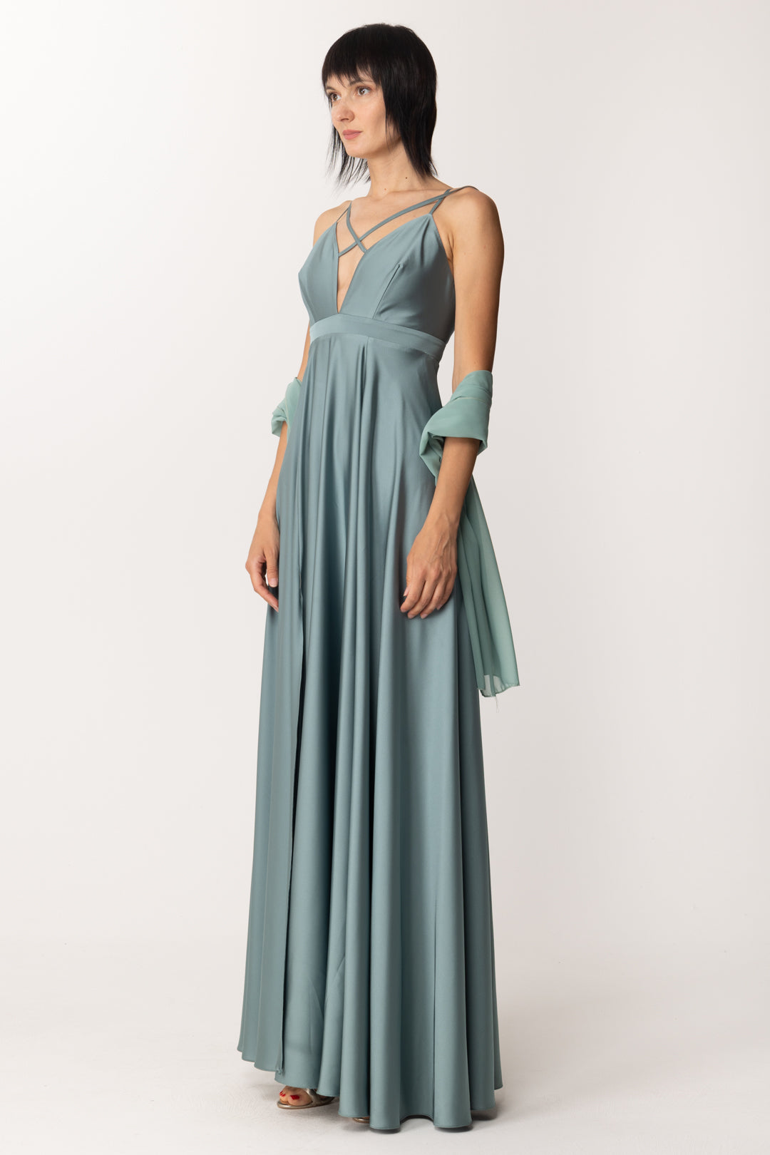 Fabiana Ferri Abito Lungo con Spacchi Frontali 30633 SALVIA