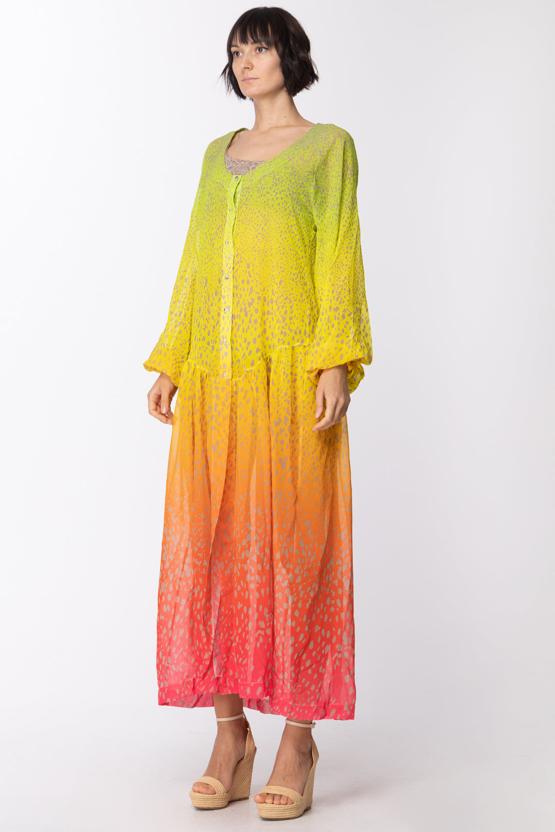 Me Fui Abito Lungo con Stampa Multicolor M21-0411X1 FANTASIA