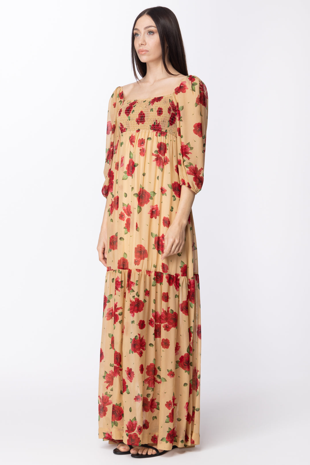 Aniye By Abito Lungo Ida Stampa Rose 185291 FLOROMANTIK