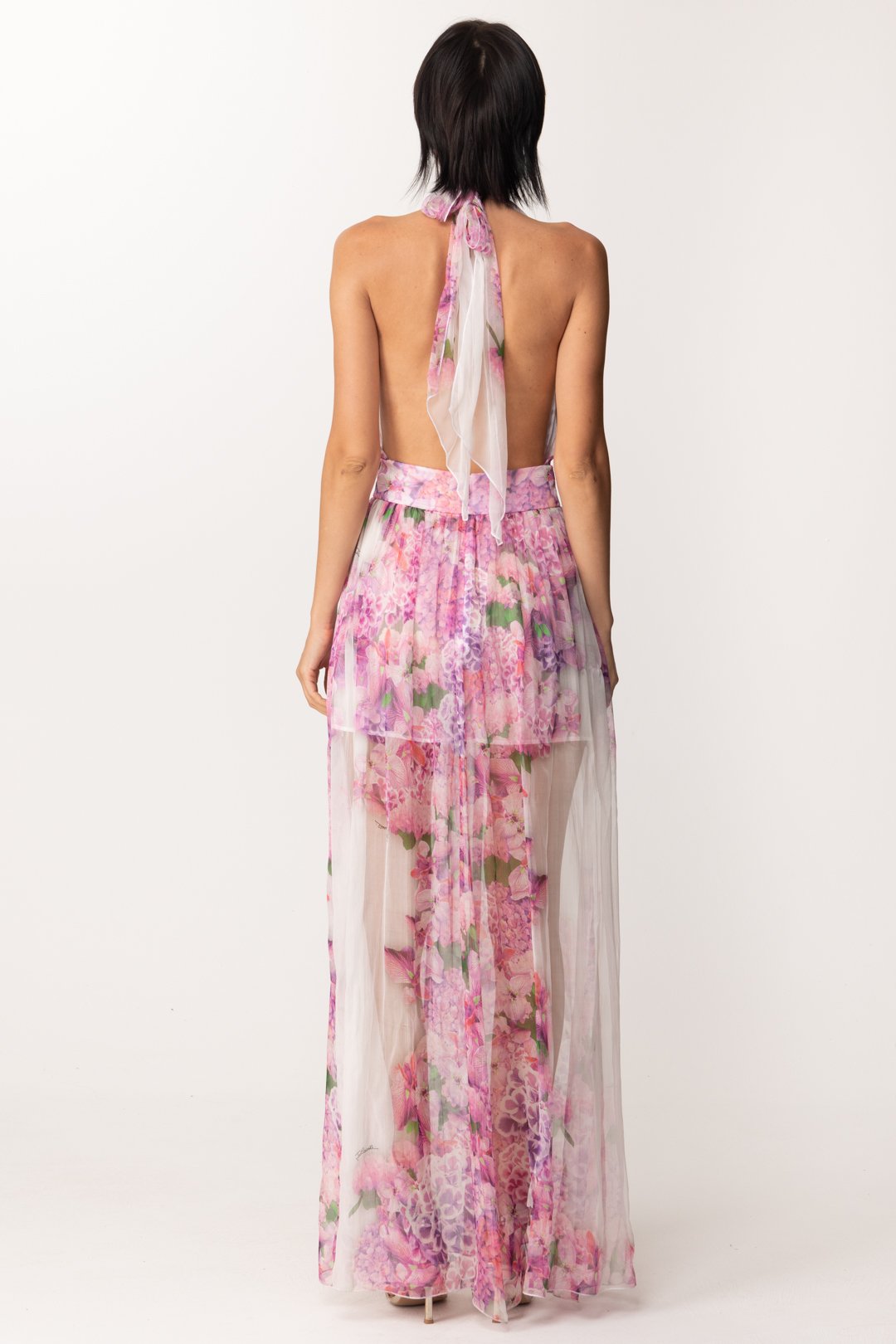 Just Cavalli Abito Lungo In Tulle Stampa Floreale S04CT1230 WHITE VARIANT