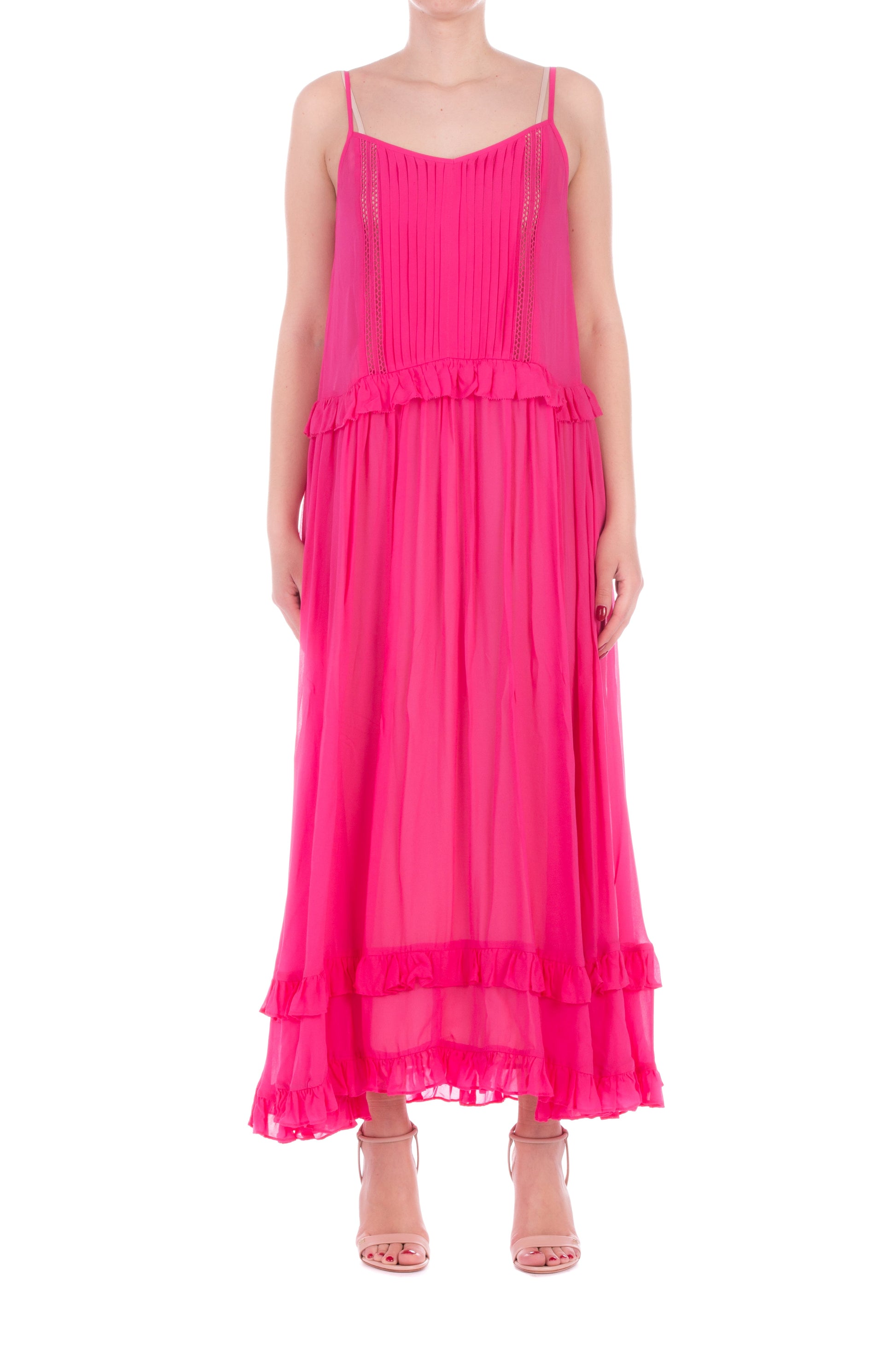 Twin-set Abito Lungo Ricamato con Volant 201TT2353 JAZZ