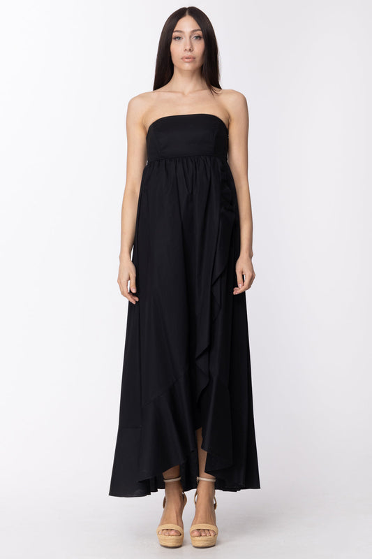 Twin-set Abito Lungo Scollo Retto e Volant 211TT2456 NERO