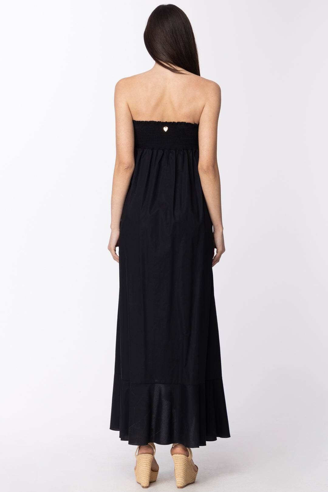 Twin-set Abito Lungo Scollo Retto e Volant 211TT2456 NERO