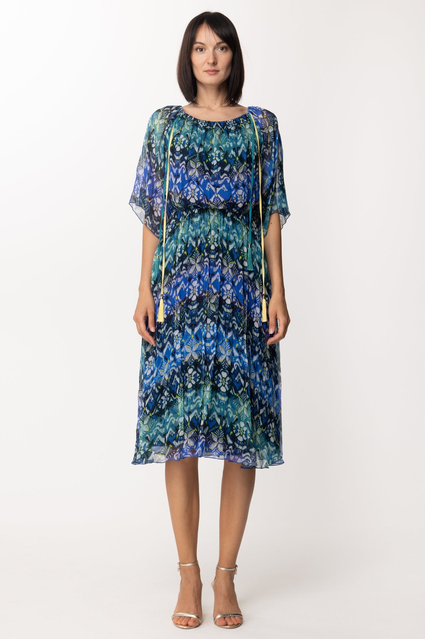 Patrizia Pepe Abito Midi con Spalle Scoperte 2A2059 YELLOW/BLUE PRINT