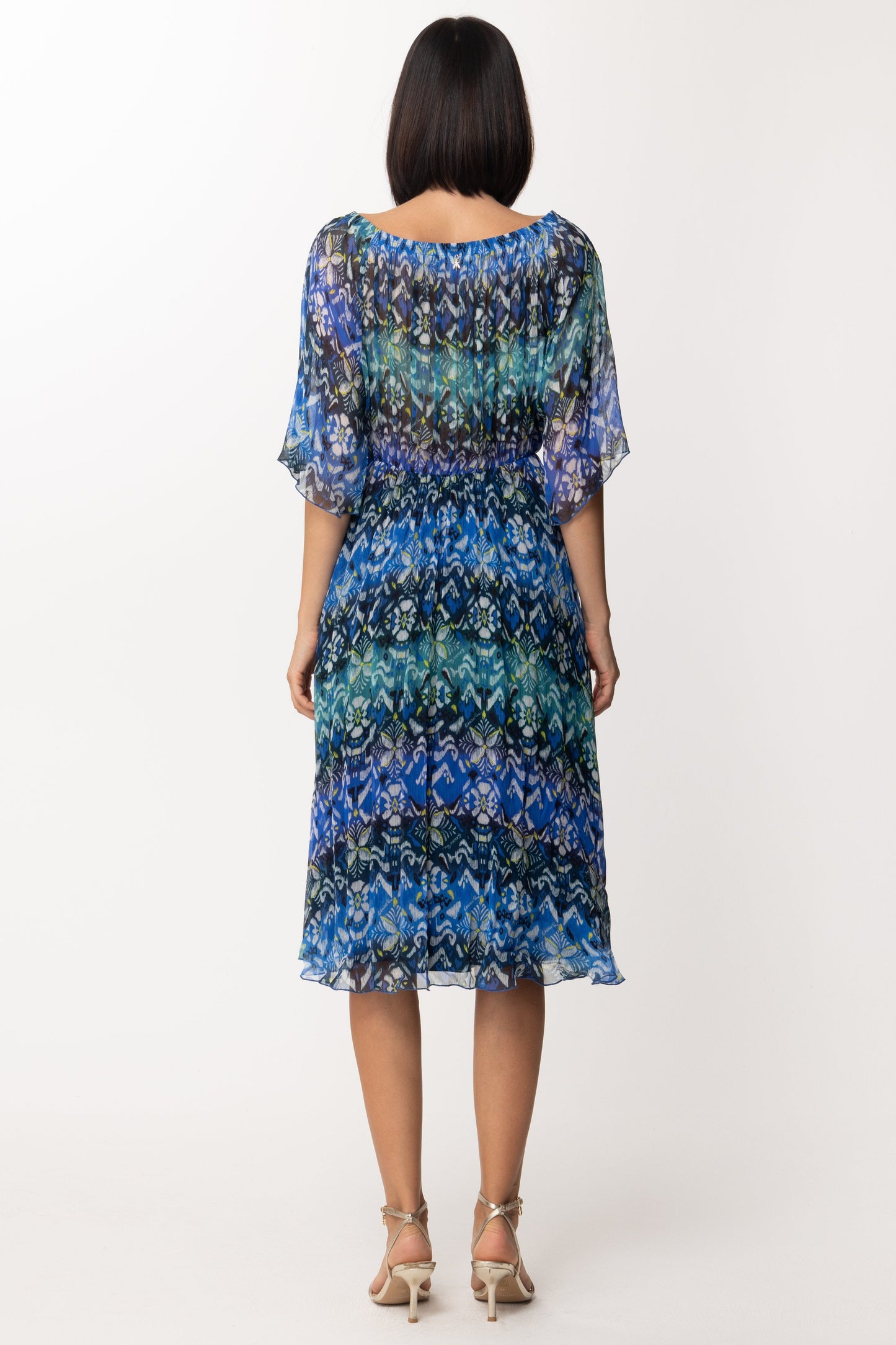 Patrizia Pepe Abito Midi con Spalle Scoperte 2A2059 YELLOW/BLUE PRINT