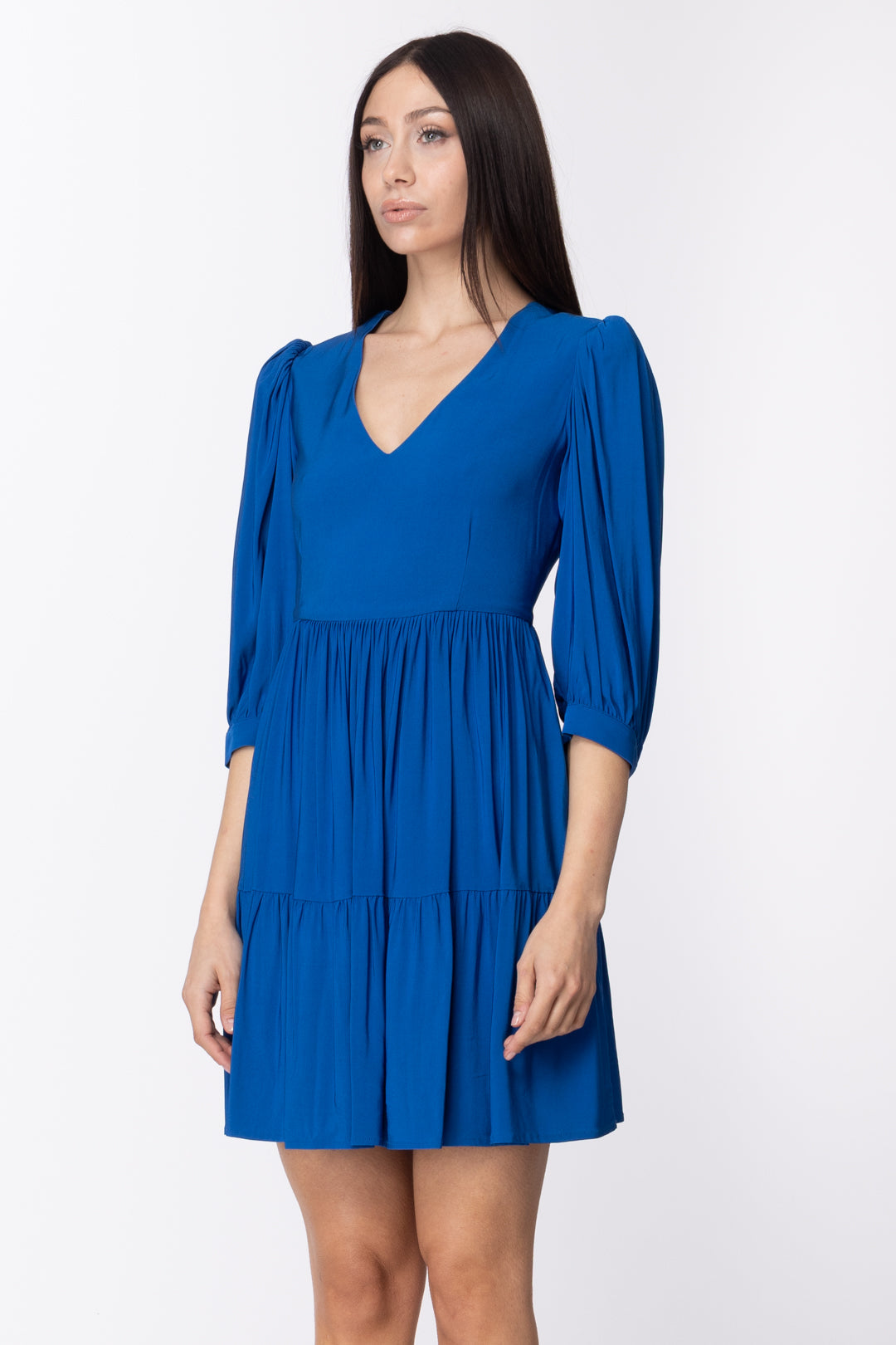 Twin-set Abito Mini a Balze con Maniche Arricciate 211TT2165 NAUTICAL BLUE