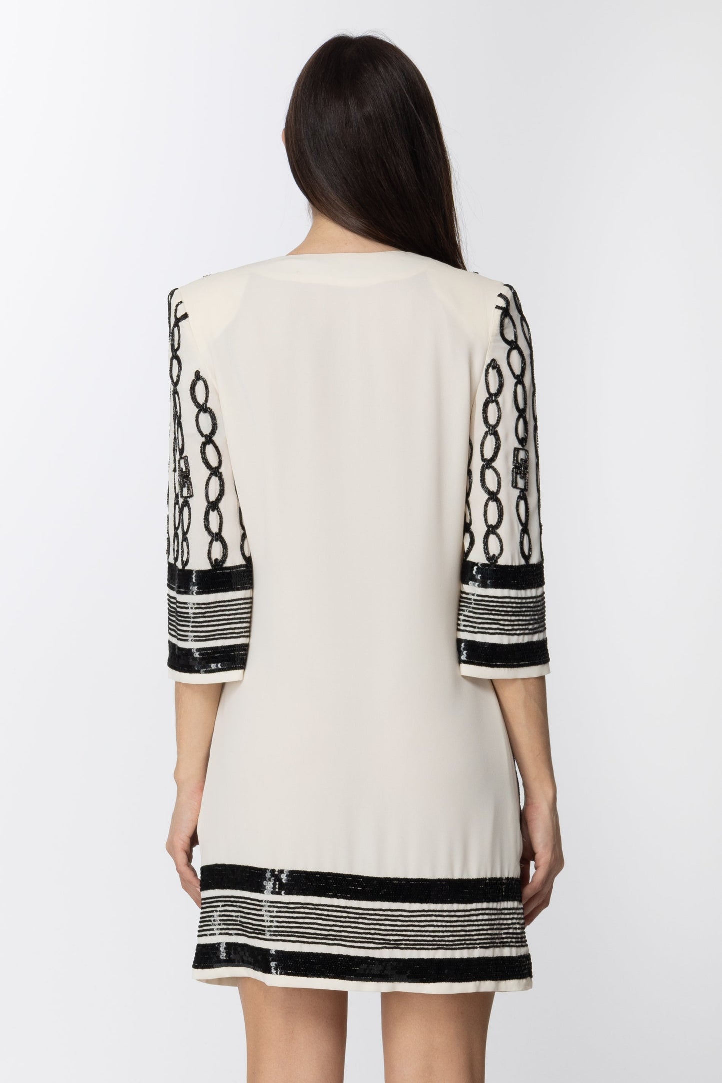 Elisabetta Franchi Abito Mini a Portafogli Ricamato AR54A01E2 BURRO/NERO