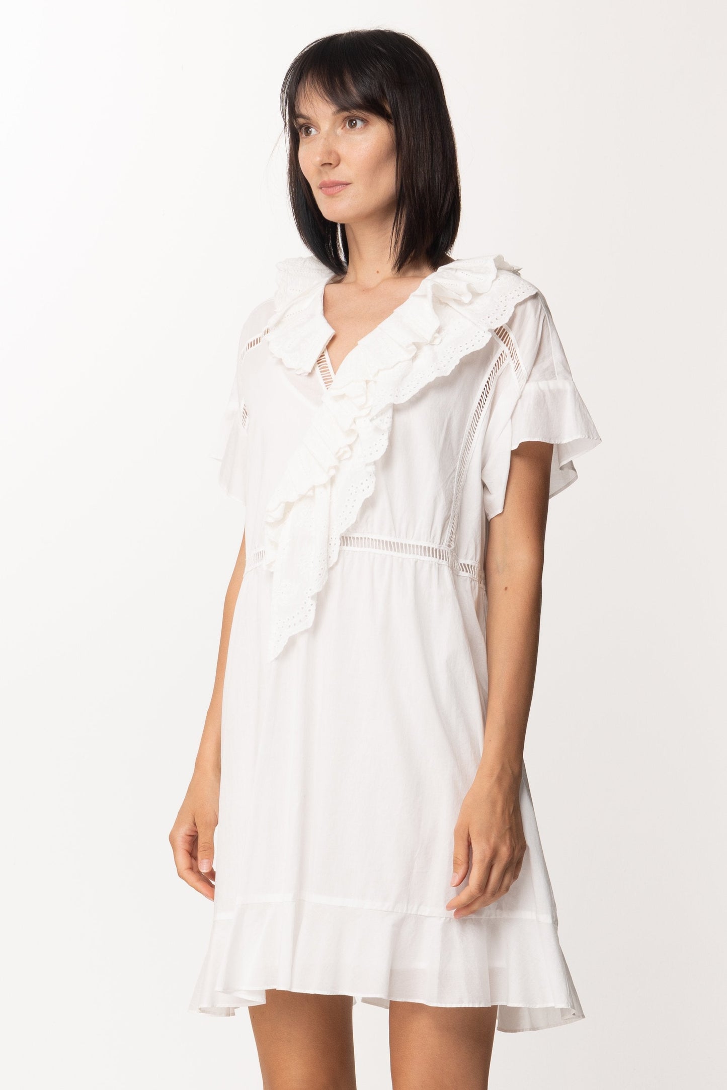 Twin-set Abito Mini con Sangallo e Volant 201MT2090 ICE