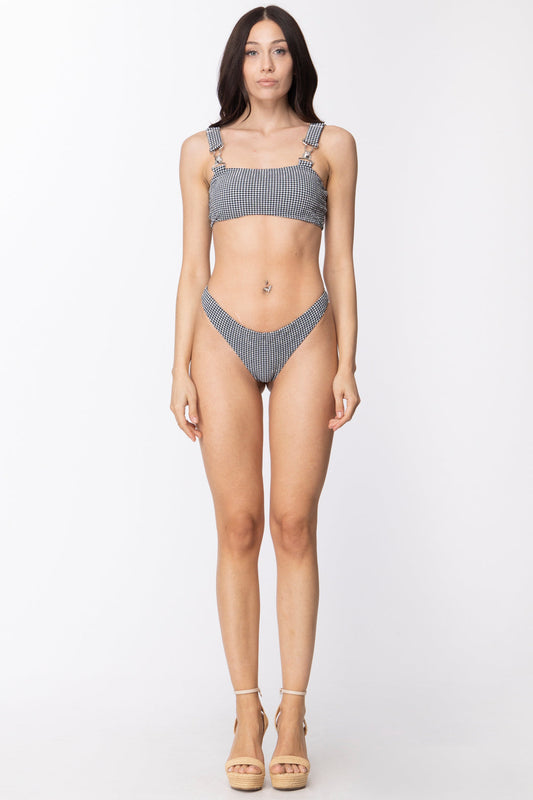 Me Fui Bikini Stampa Vichi con Ganci Da Salopette M21-0622NR NERO