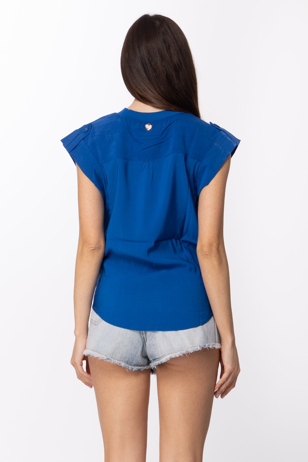 Twin-set Blusa con Risvolti In Tripla Georgette 211TT2167 NAUTICAL BLUE