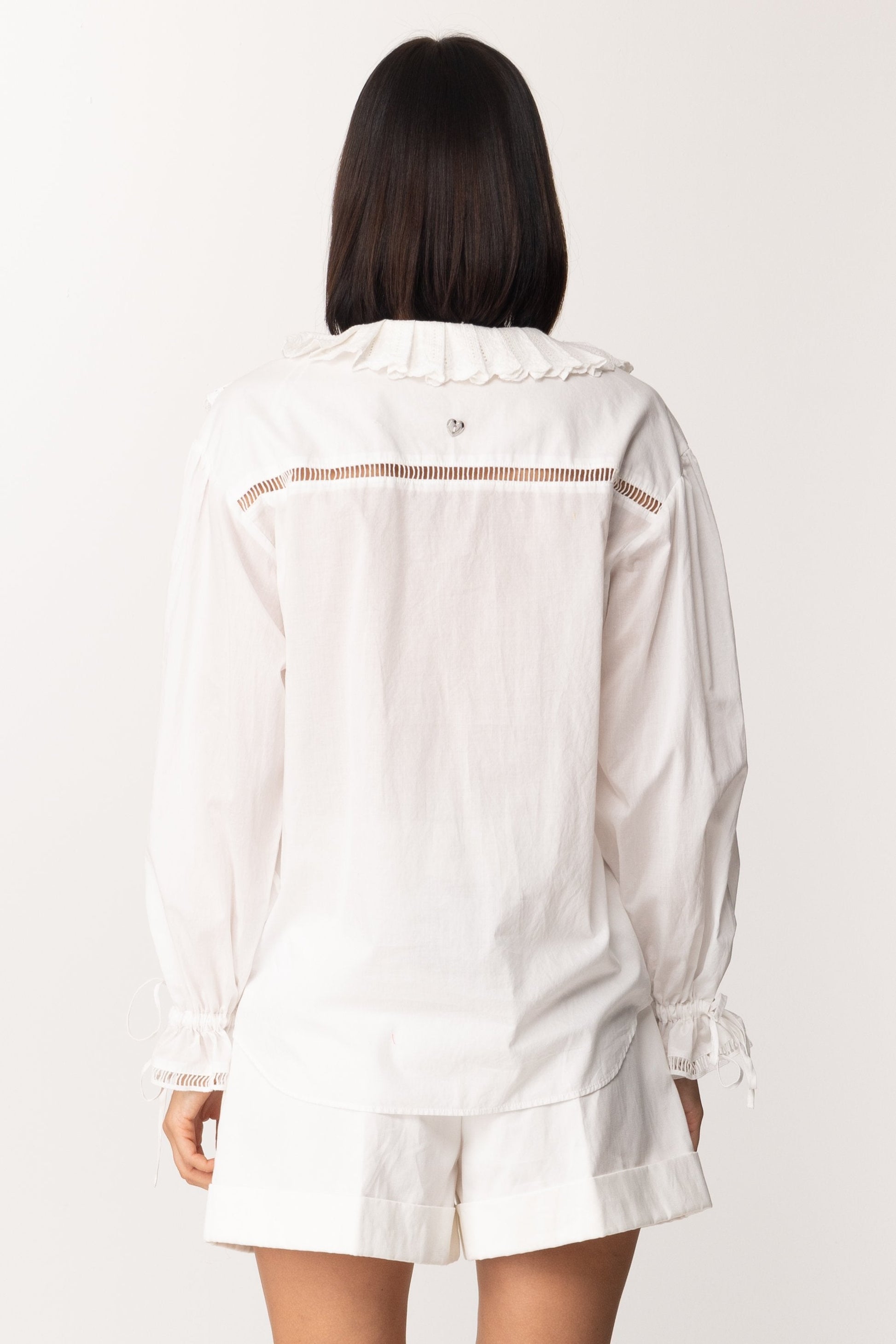 Twin-set Blusa con Volant In Sangallo 201MT2091 ICE