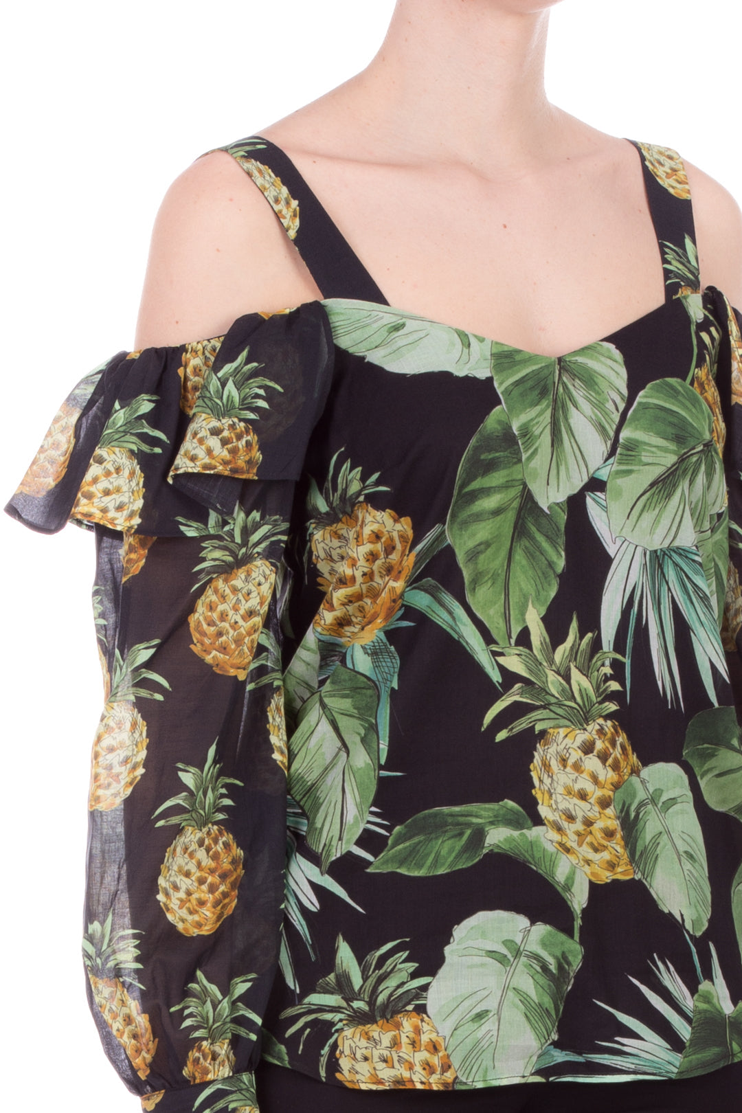 Twin-set Blusa Stampata con Cut Out 201TT2461 ST.SUMMER FRUITS NERO