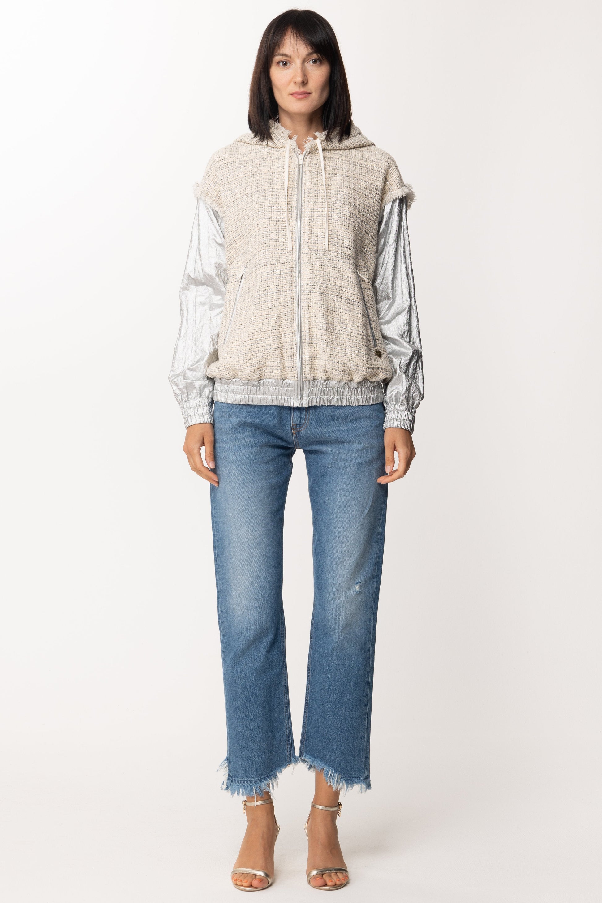 Twin-set Bomber Laminato 201TP2220 MUL.AVORIO/SILVER