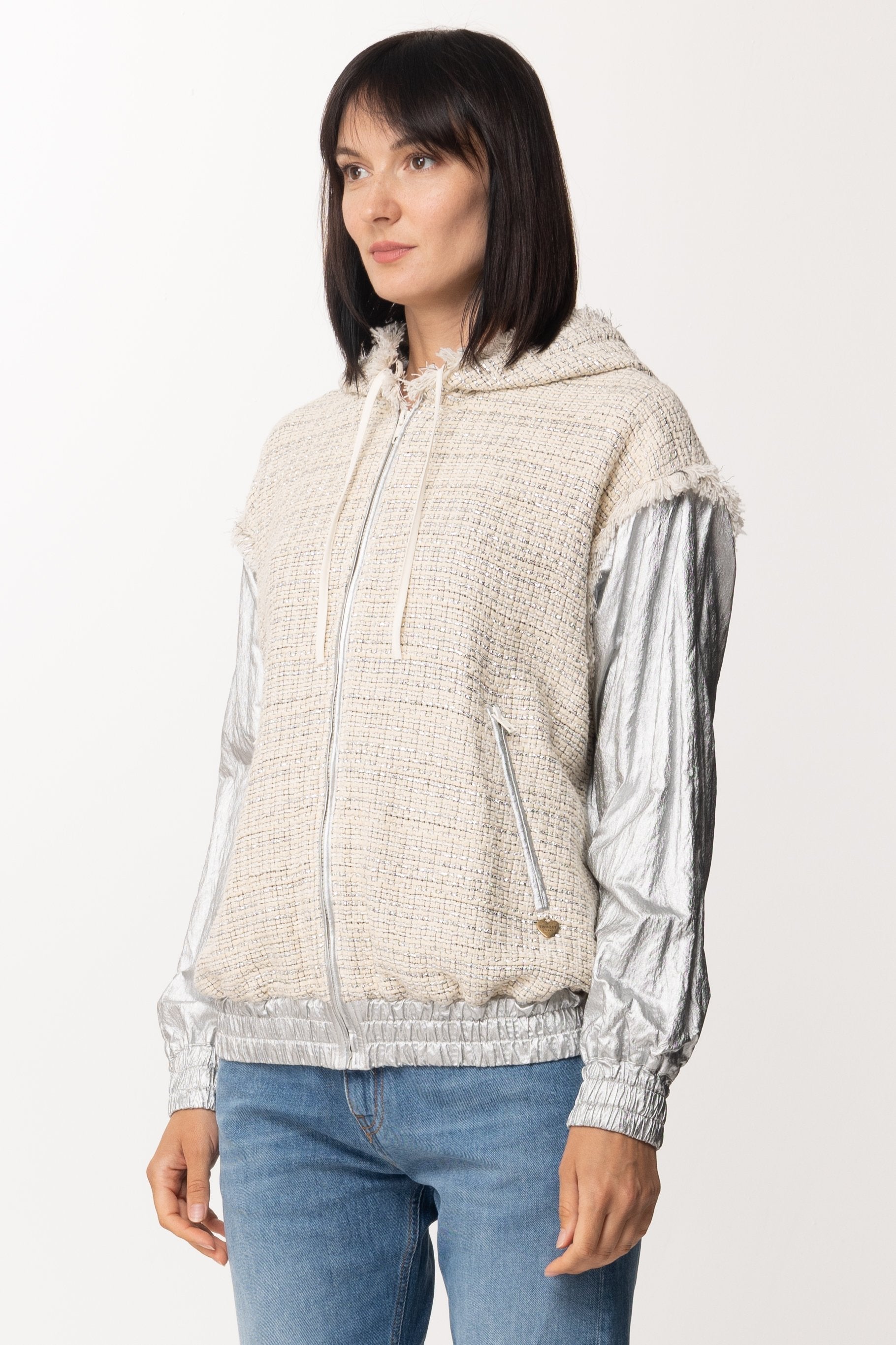 Twin-set Bomber Laminato 201TP2220 MUL.AVORIO/SILVER