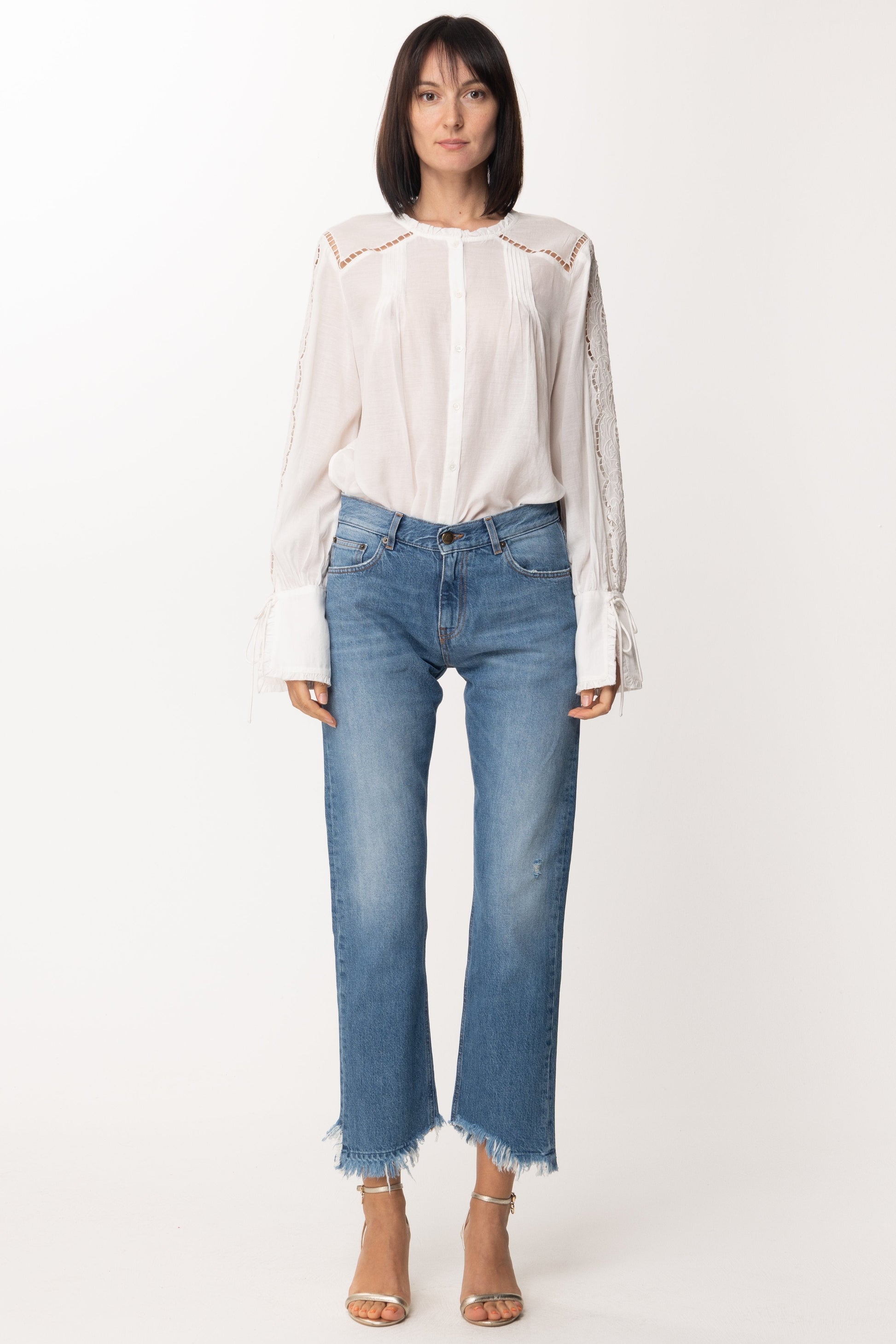 Patrizia Pepe Camicia con Maniche In Pizzo 2C1187 BIANCO