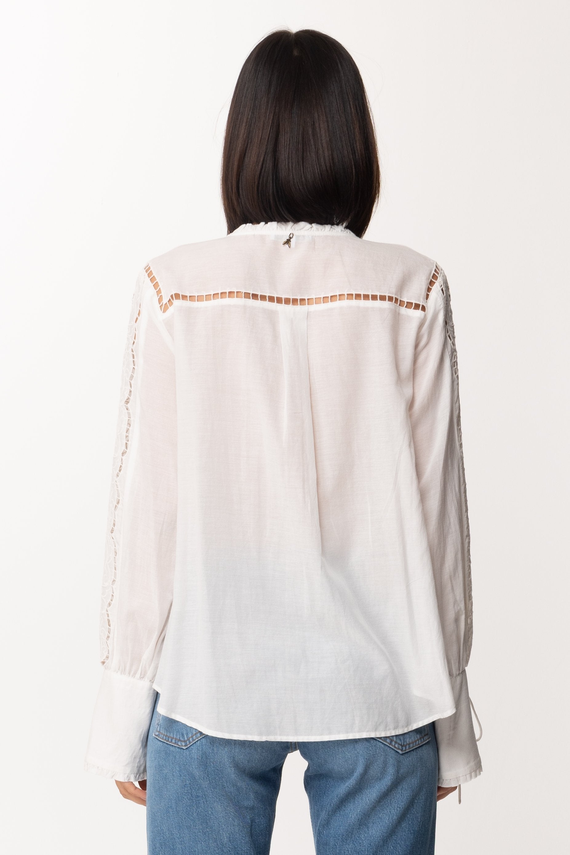 Patrizia Pepe Camicia con Maniche In Pizzo 2C1187 BIANCO