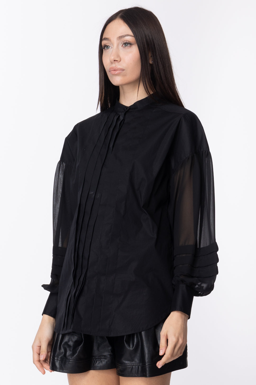 Twin-set Camicia con Maniche Trasparenti 211TT2123 NERO