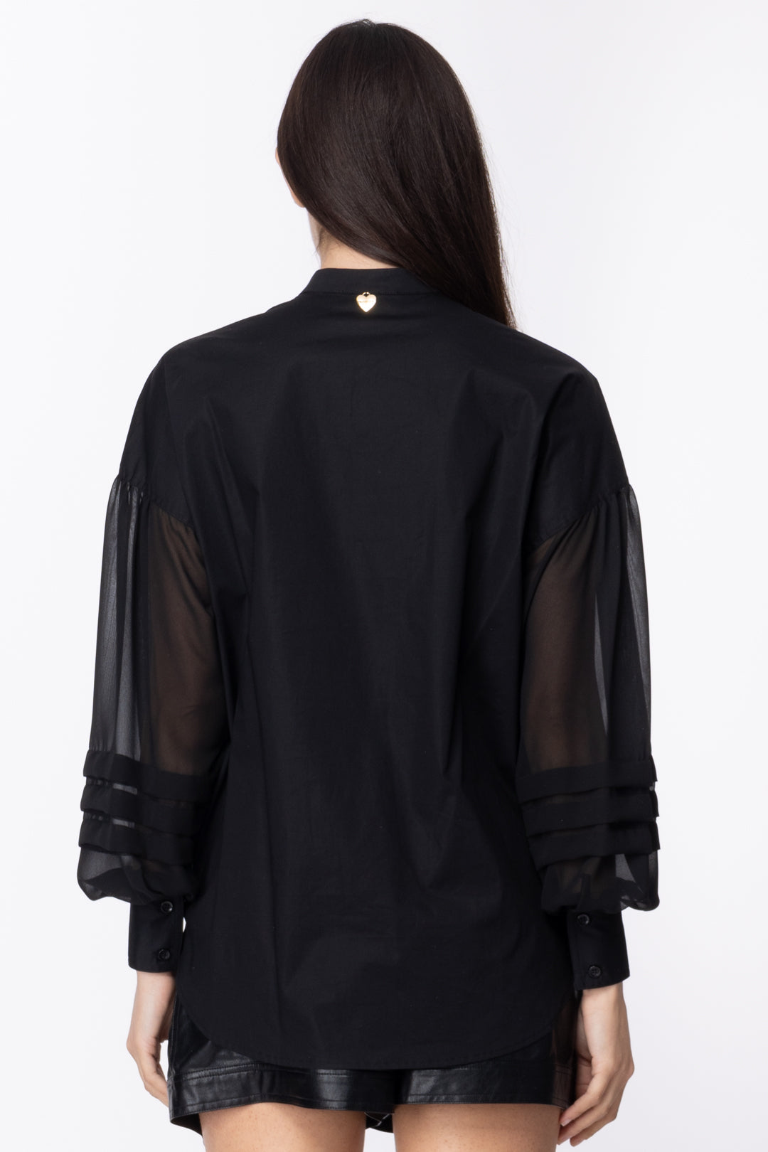 Twin-set Camicia con Maniche Trasparenti 211TT2123 NERO