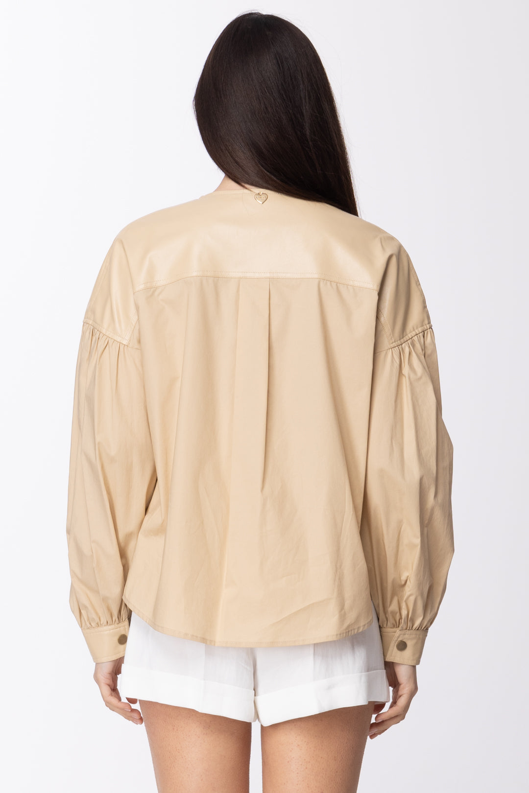 Twin-set Camicia Effetto Pelle con Maniche Ampie 211TT2491 CUBAN SAND