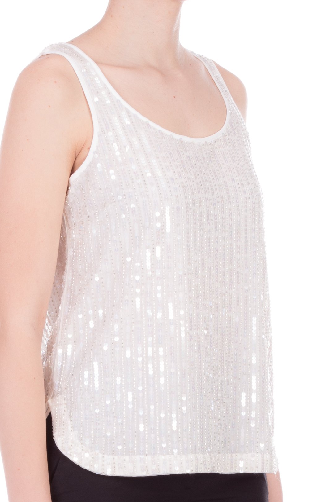 Twin-set Canotta Ricamata con Perle e Paillettes 201TP2052 AVORIO