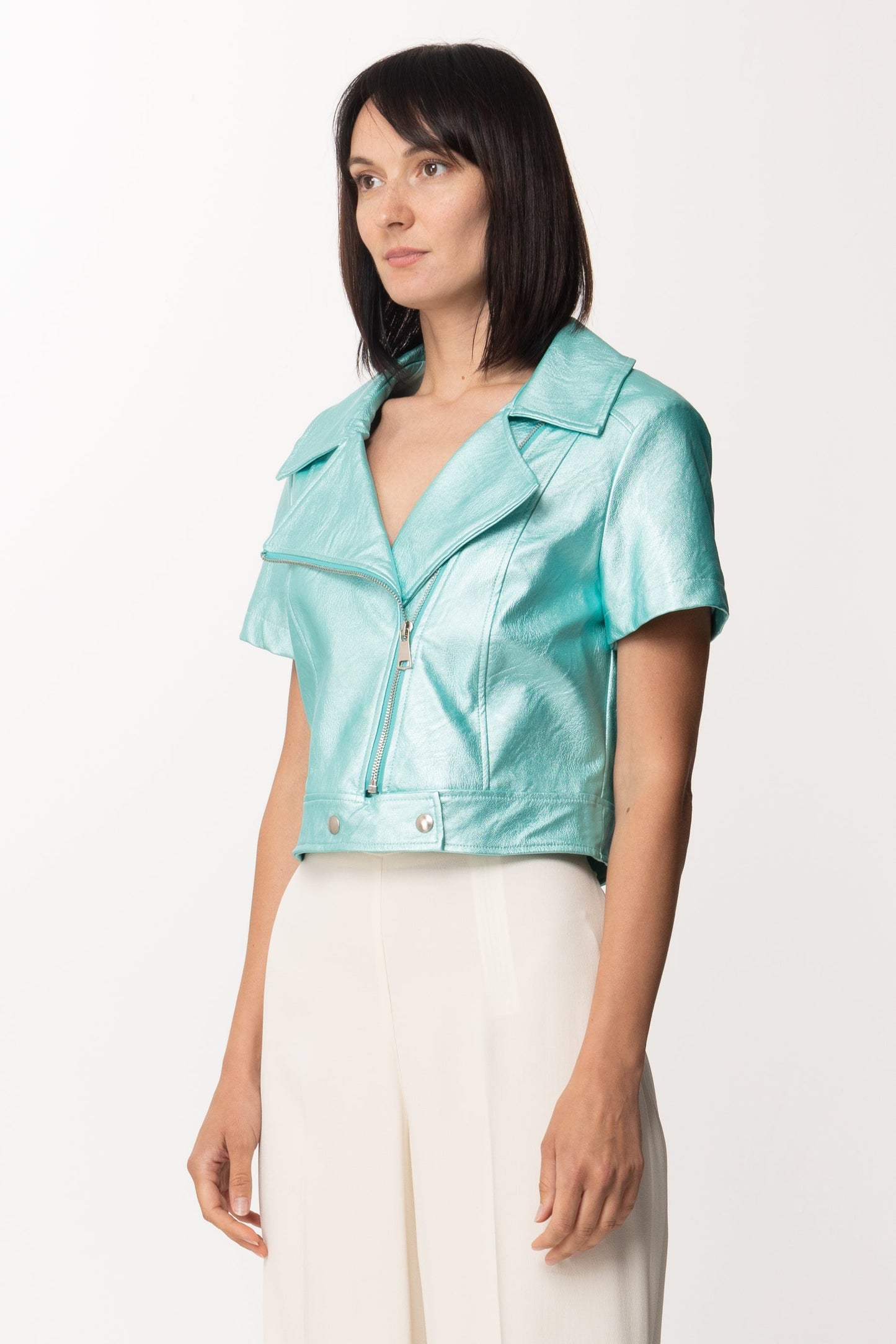 Motel Chiodo In Ecopelle Maniche Corte 19310LEC ACQUA