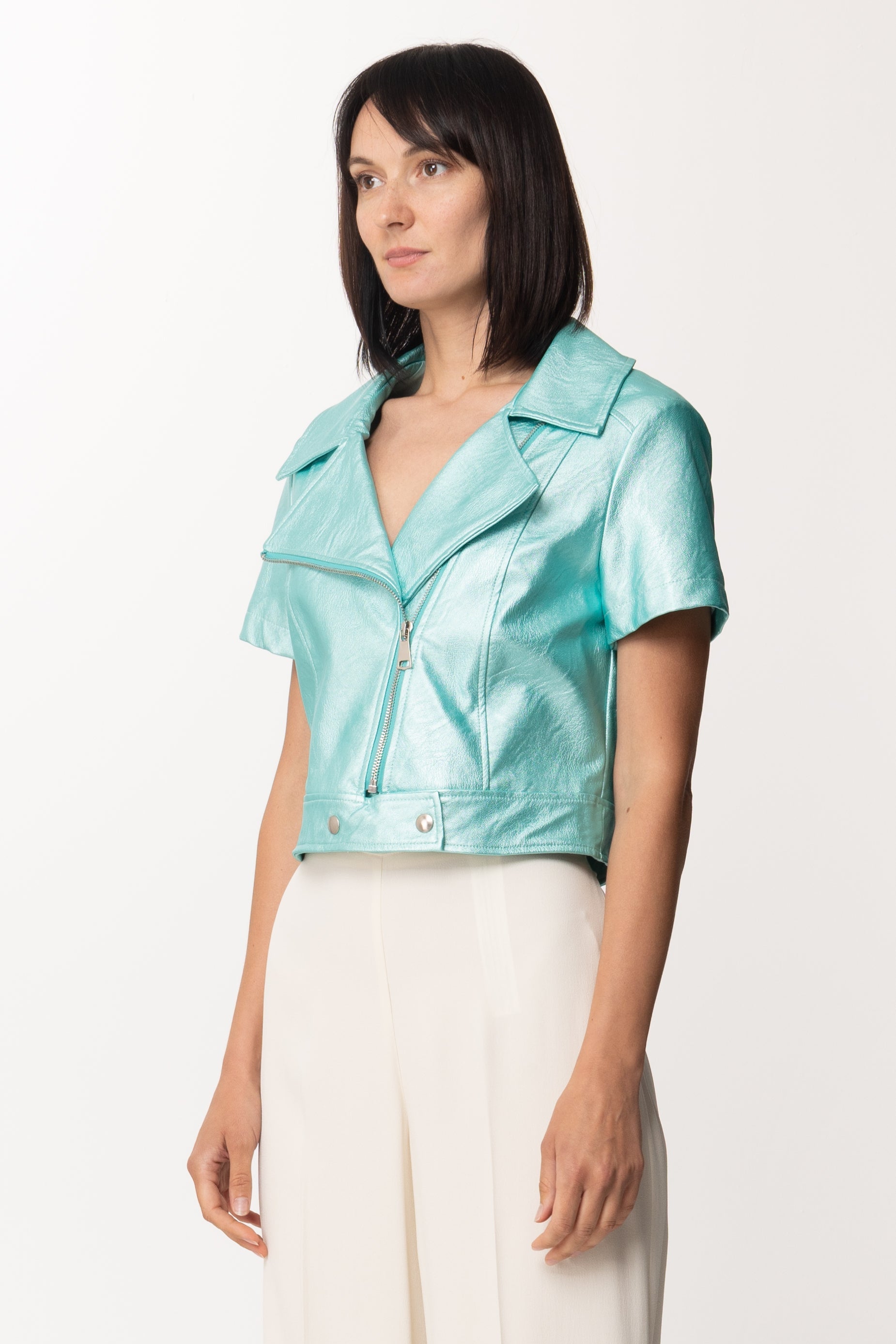 Motel Chiodo In Ecopelle Maniche Corte 19310LEC ACQUA