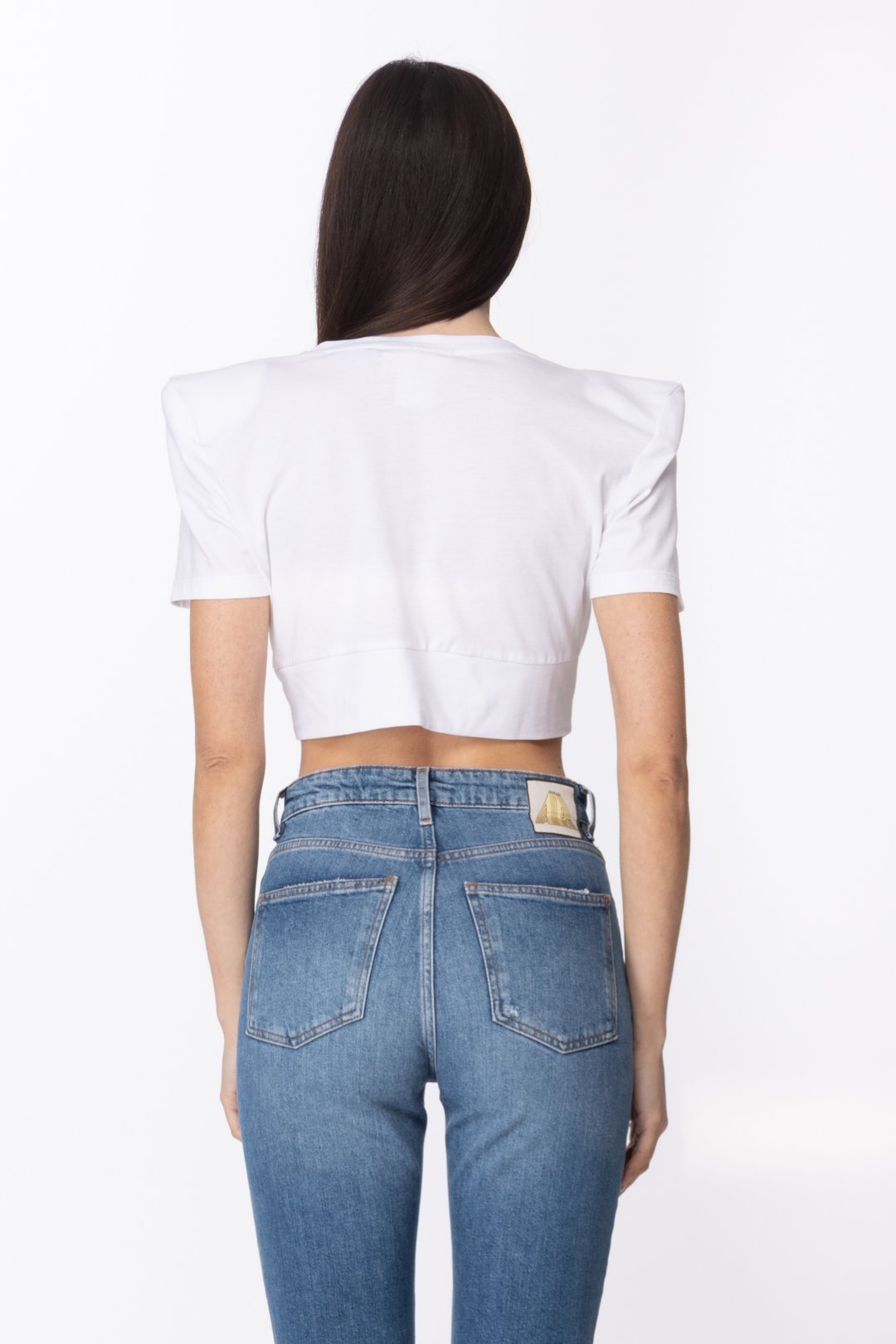 Aniye By Crop T-shirt con Nodo e Scritta Rolling 185183 WHITE