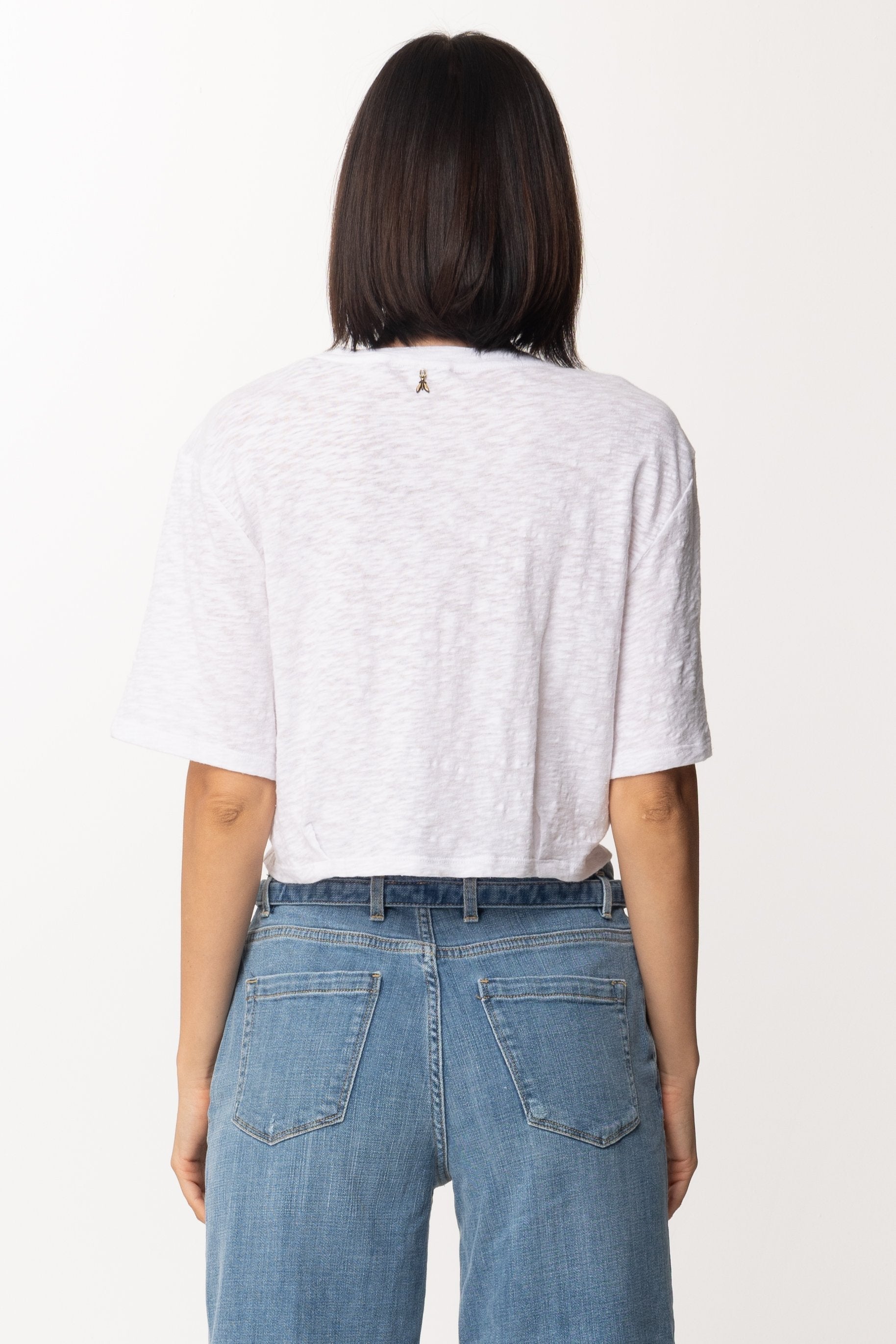 Patrizia Pepe Crop Top con Dettaglio Cerchio 2M3890 BIANCO